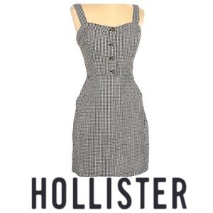 HOLLISTER Black and White Gingham Mini Dress with Straps.  Size XXS.   EUC